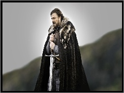 Płaszcz, Eddard Stark - Sean Bean, Game of Thrones, Gra o tron, Miecz